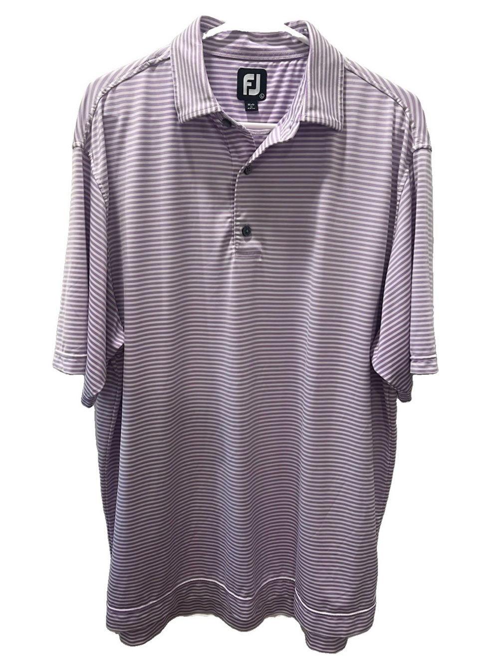 FootJoy Men’s L Purple/White Striped Moisture Wicking Golf Polo Shirt